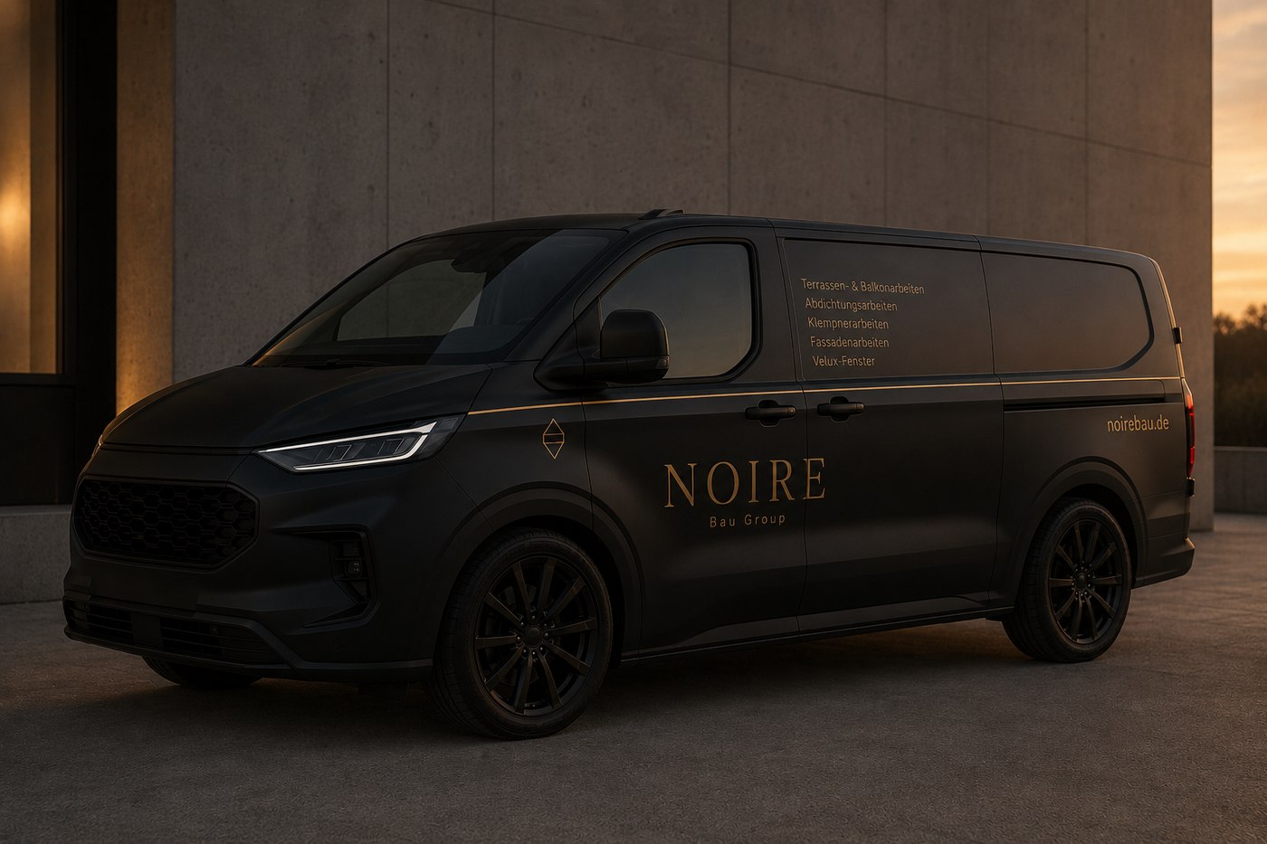Ford Transit Custom Sport der Noire Bau Group in Schwarz-Gold-Design